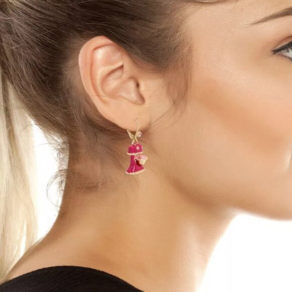 NWT Betsey Johnson Babycakes Cupcake Mixer Mismatch Drop Earrings Faux Stone - Picture 2 of 8